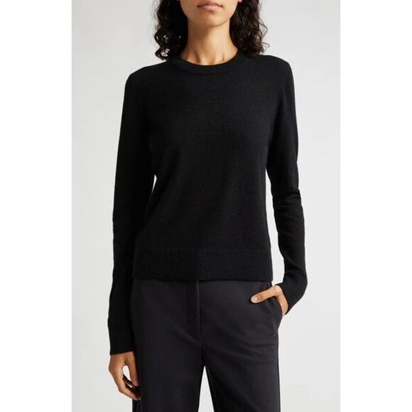 NWOT Vince Classic Crewneck Cashmere Sweater In Black Size Small - Picture 1 of 13